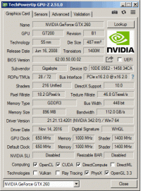 GeForce GTX 260 GPU-Z